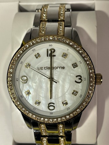 OROLOGIO DONNA LIZ CLAIBORNE ANALOGICO VESTITO CINTURINO DUE TONI QUADRANTE MOP LC1195 con scatola - Foto 5 di 24