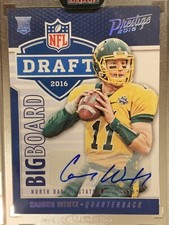 2016 Prestige Carson Wentz Rookie Auto 39/100 Draft Big Board #2 NDSU Commanders