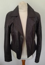 Oasis - Biker Style Soft Real Leather Jacket Brown Size Xs 6
