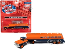 1960 FORD TANKER TRUCK ORANGE & BLUE "GULF OIL" 1/87 CLASSIC METAL WORKS 31201