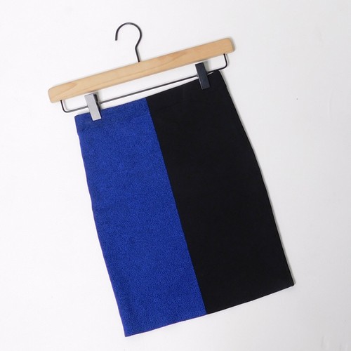 T by ALEXANDER WANG Colorblock Knit Bodycon Mini Skirt Black & Blue X-Small - Picture 2 of 13