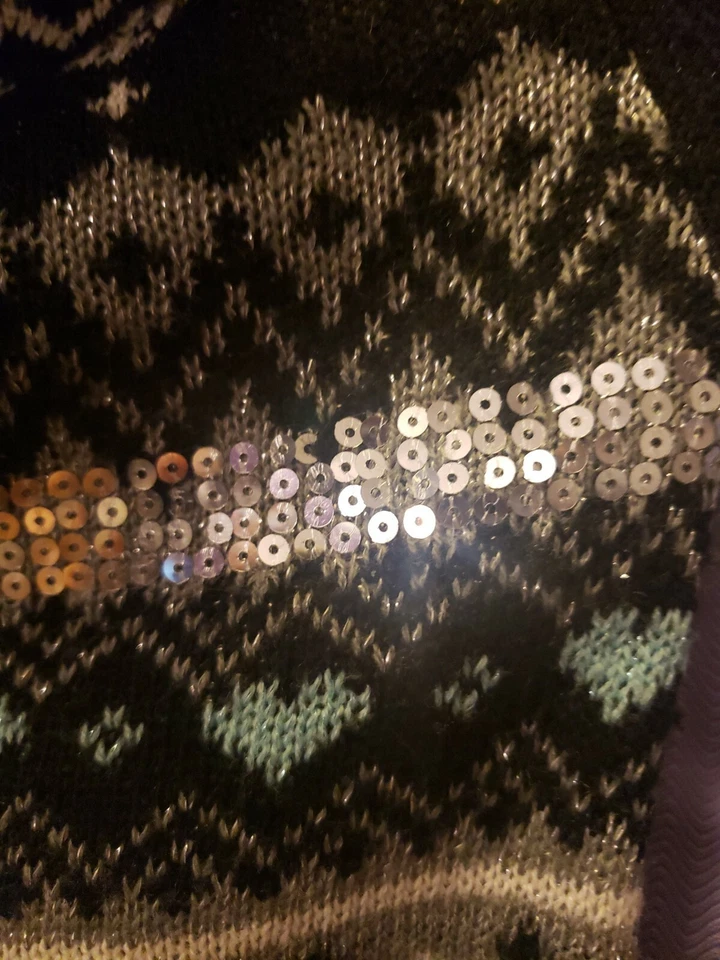 CRB GIRL SWEATER DRESS black and silver size 10/12 - Image 2 of 4