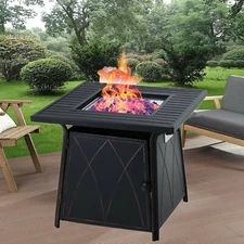 Outdoor Propane Fire Pit Patio Gas Table 28" Square Fireplace Burner 50,000BTU