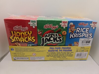 Kelloggs Fun Pack Puzzles (Set of 6) 100 Pc Cereal Box Spin Master NEW SEALED