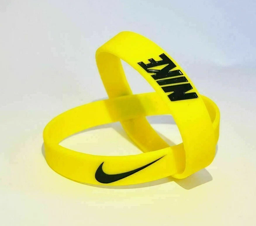 Krijger Permanent passie Nike Baller Band Silicone Rubber Bracelet Yellow Black Elite Series AF1 |  eBay