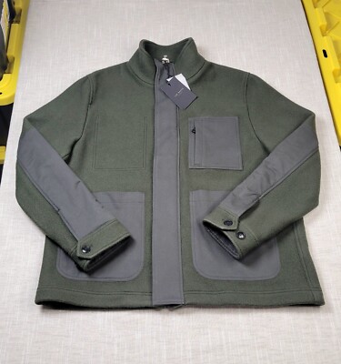 Ted Baker Coat Jacket Size 4 Large Mens Green Full Zip Heliski Wool Funnel Neck