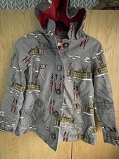 Boden Rainy Day Mac Coat Westminster London Print Hood Fleece Lined Uk 10 Rare