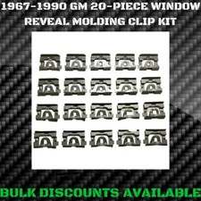 GM A 1967-1981 CARROCERÍA ventana de vidrio trasero parabrisas delantero molduras molduras clips reveladores