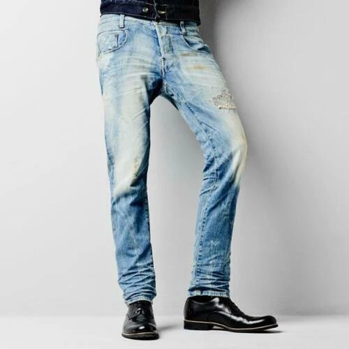 G Star NEW RADAR SLIM Medium Aged Destroy Hack Denim Italian