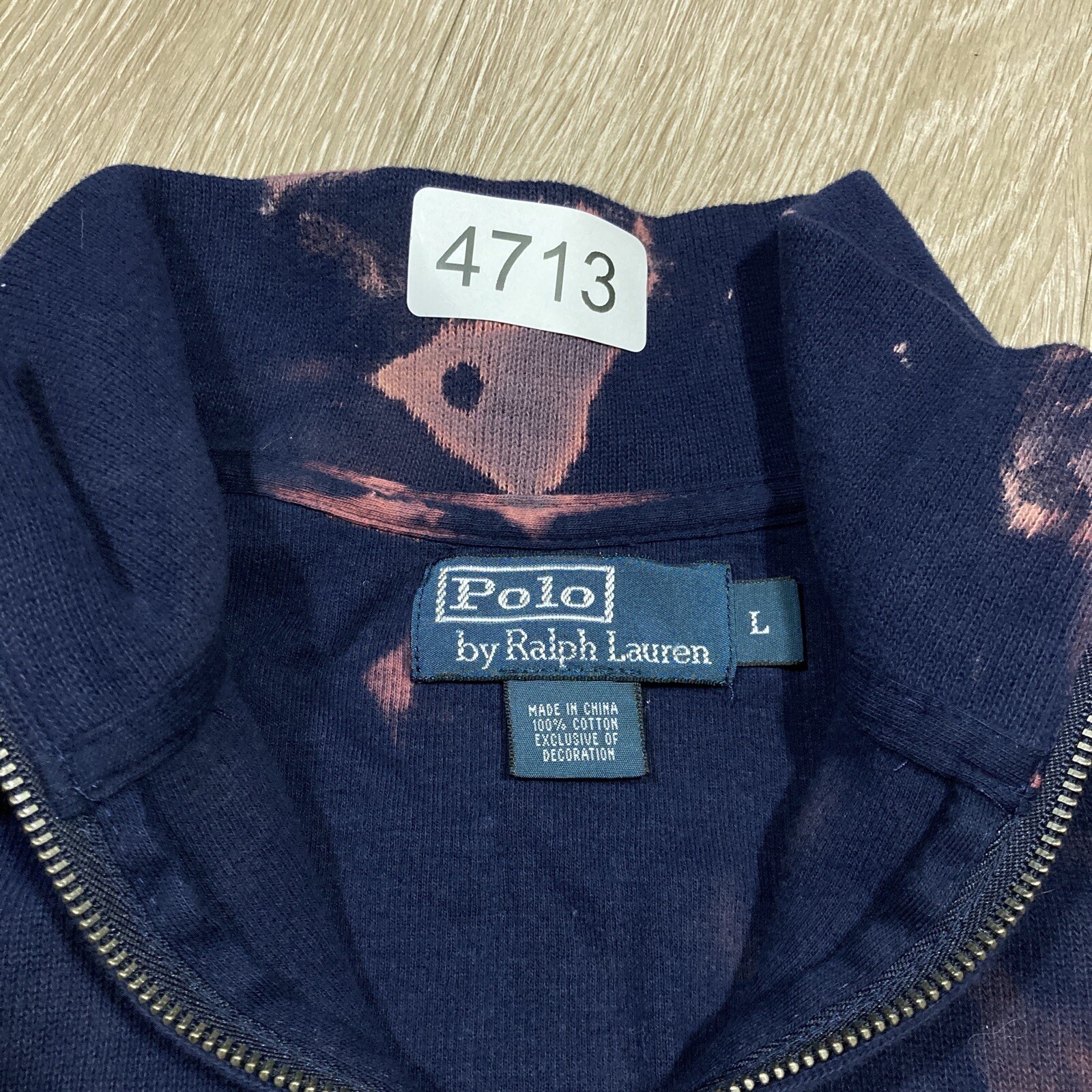 Polo Maglione L Bleach Dye Ralph Lauren Pony PRL Felpa Maglione Vite