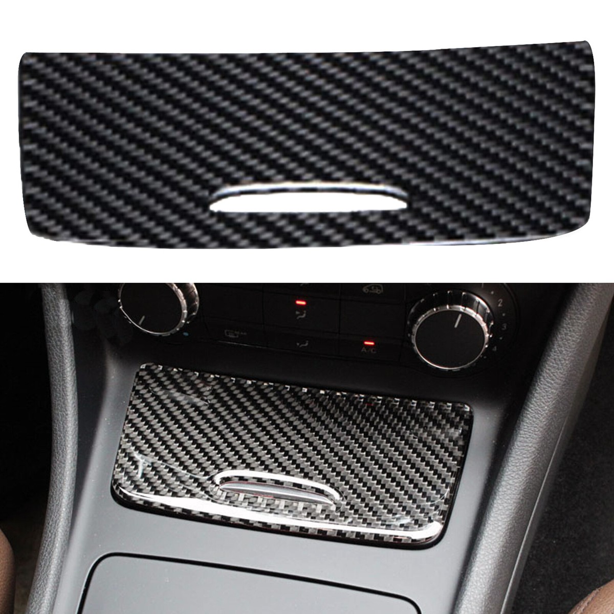 Adesivo Copri Porta Bicchiere Centrale In Fibra Di Carbonio Per Mercedes CLA GLA: Nero, Per Guida A Sinistra