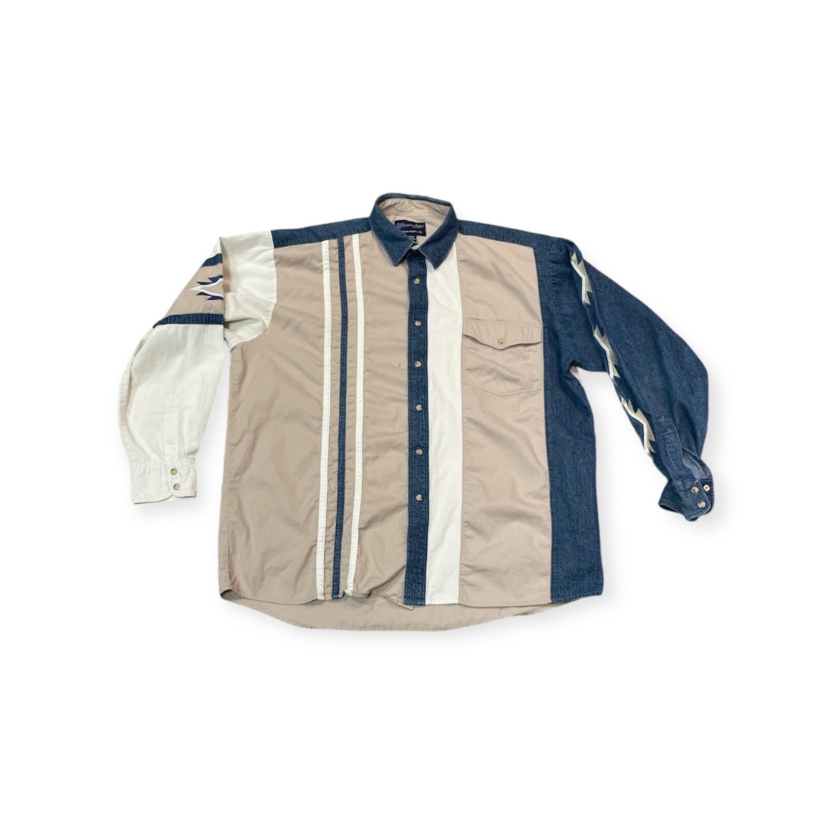 あうさん Vintage Wrangler Shirt XL Aztec Stripe Western Brushpopper Cowboy
