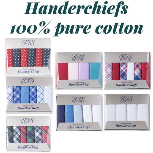 100 COTTON HANDKERCHIEFS HANKIES HANKYS MENS Quality Gift 3/4/5/6/7