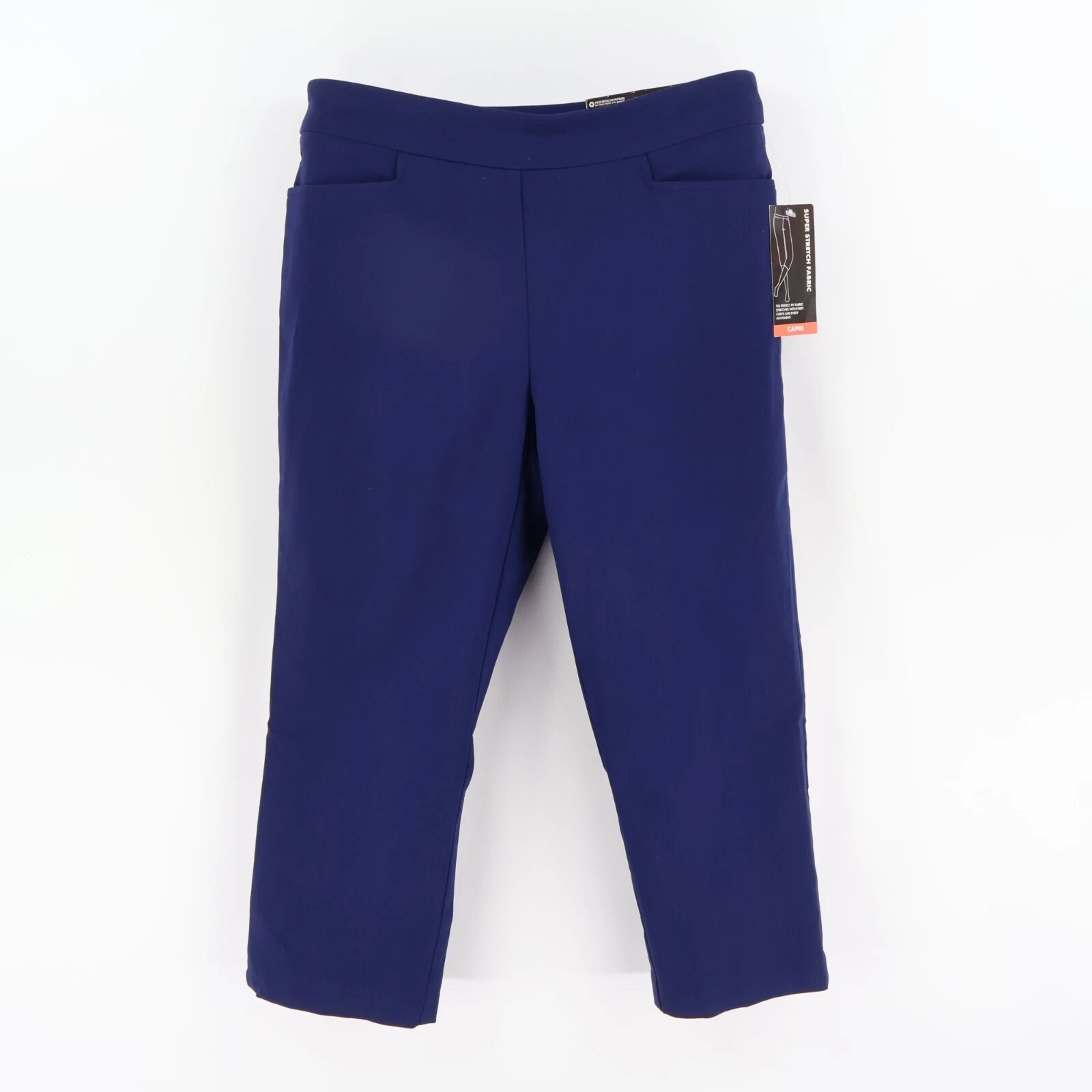 George Capri Pants Womens Size S Dark Blue Pockets Mid Rise Super Stretch NEW