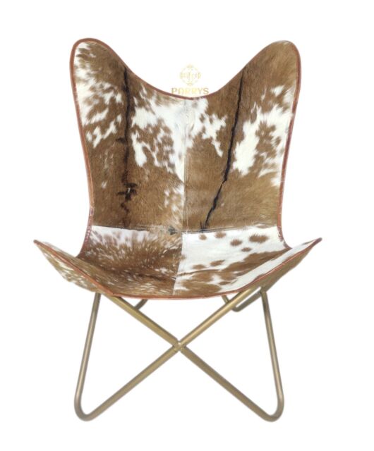 Butterfly Chair - Brown And White Genuine Leather chair Relaxing Chair PL2-1.194