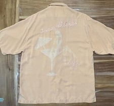 Tommy Bahama Hawaiian Shirt SILK Cigar Club Embroidered Aloha Men's XL