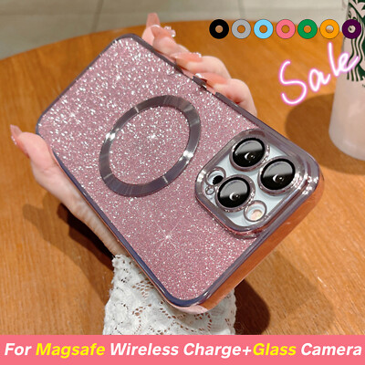 #ad HOT For iPhone 16 15 14 Plus Mag Safe Magnetic Case WOMEN Bling Glitter Cover $9.67