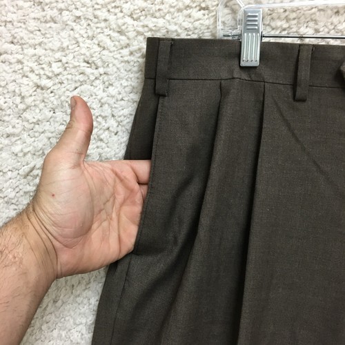 LRL Ralph Lauren Pants 38x34 Mens Brown Pleated Front Dress Straight Leg Trouser - Picture 4 of 11