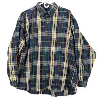 Gant shirt Mens Extra Large Blue Plaid Chelsea Twill Cotton Button Down Collar