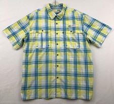 Magellan Outdoors Fish Gear Mens Vented Shirt Size XL Plaid Yellow Blue