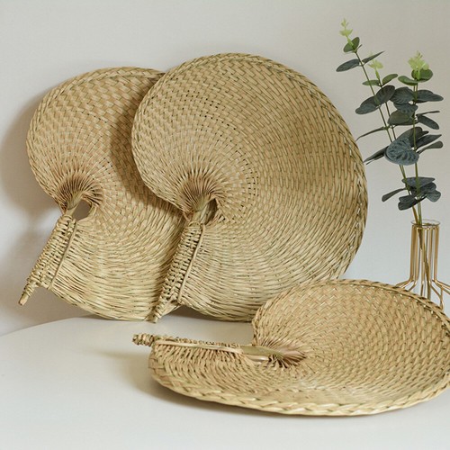 Bohe Hand-woven Natural Straw Hand Fans Mosquito Repellent Fan Rattan Palm Leaf