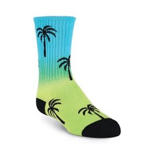 Kid's Palm Crew Socks-Bright Palm Tree Pattern-Back to-school in this cool socks
