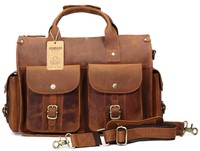 Evervanz Tote Handmade Vintage Leather Briefcase Without Flap For 15 Inch Laptop Evervanz Tote Handmade Vintage Leather Briefcase Without Flap For 15 Inch Laptop