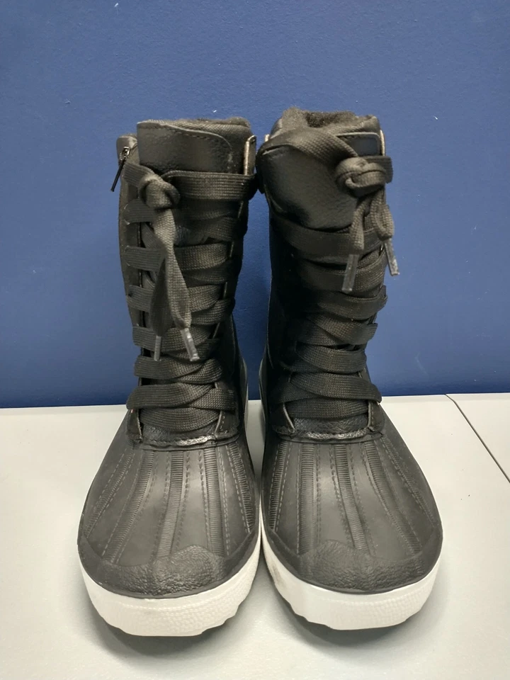 Pajar Botas al Tobillo Pato Mujer Talla 6 Negras Impermeables Puntera Redonda Con Cordones Foto 2 de 4