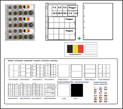 5 Leuchtturm 338425 MÜNZHÜLLEN EURO KURSMÜNZENSÄTZE + ZWL + Flaggen Belgien