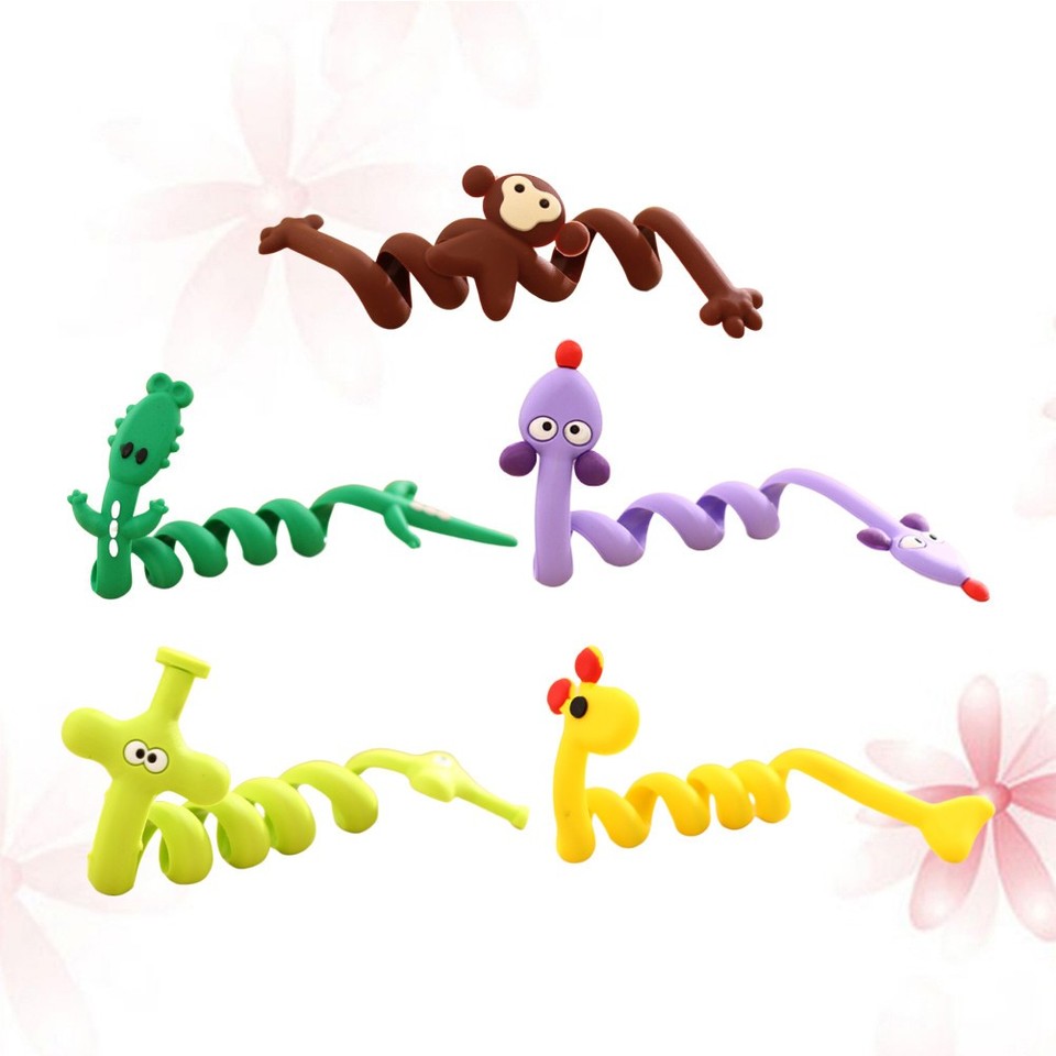 5Pcs Cute Animal Cable Cord Management Silicone Winders Ties Assorted ...