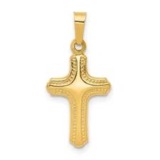 14k Polished and Textured Cross Pendant XR1552