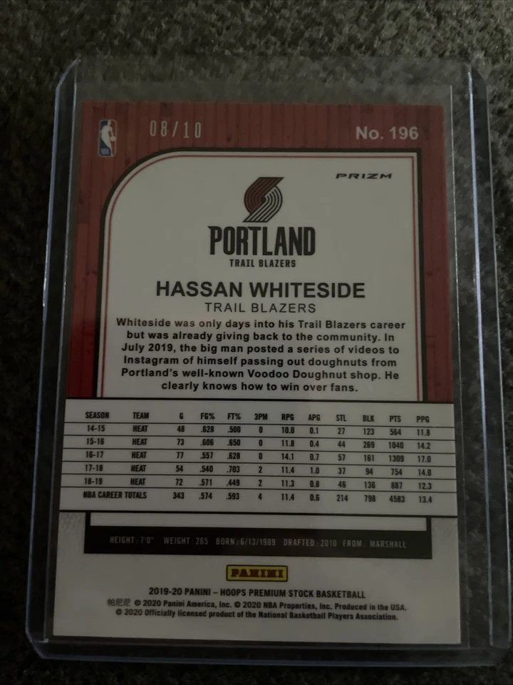 Panini NBA HOOPS 2019-20 Hassan Whiteside #196 oro/10 Foto 2 de 2