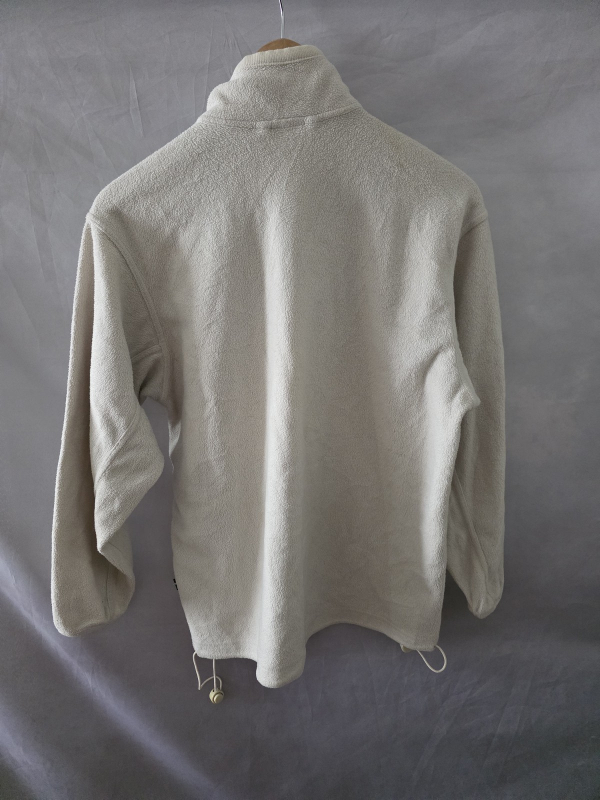 Vintage Adidas Women's Cream Quarter-Zip Fleece Pullover - Size Medium image 4