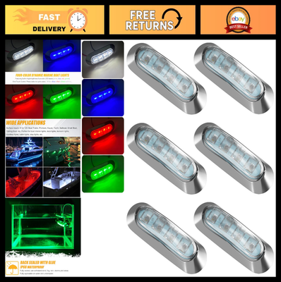#ad #ad 6Pcs 4LED RGBW Waterproof Boat Courtesy Lights Oval Marine Interior Deck Light $59.99