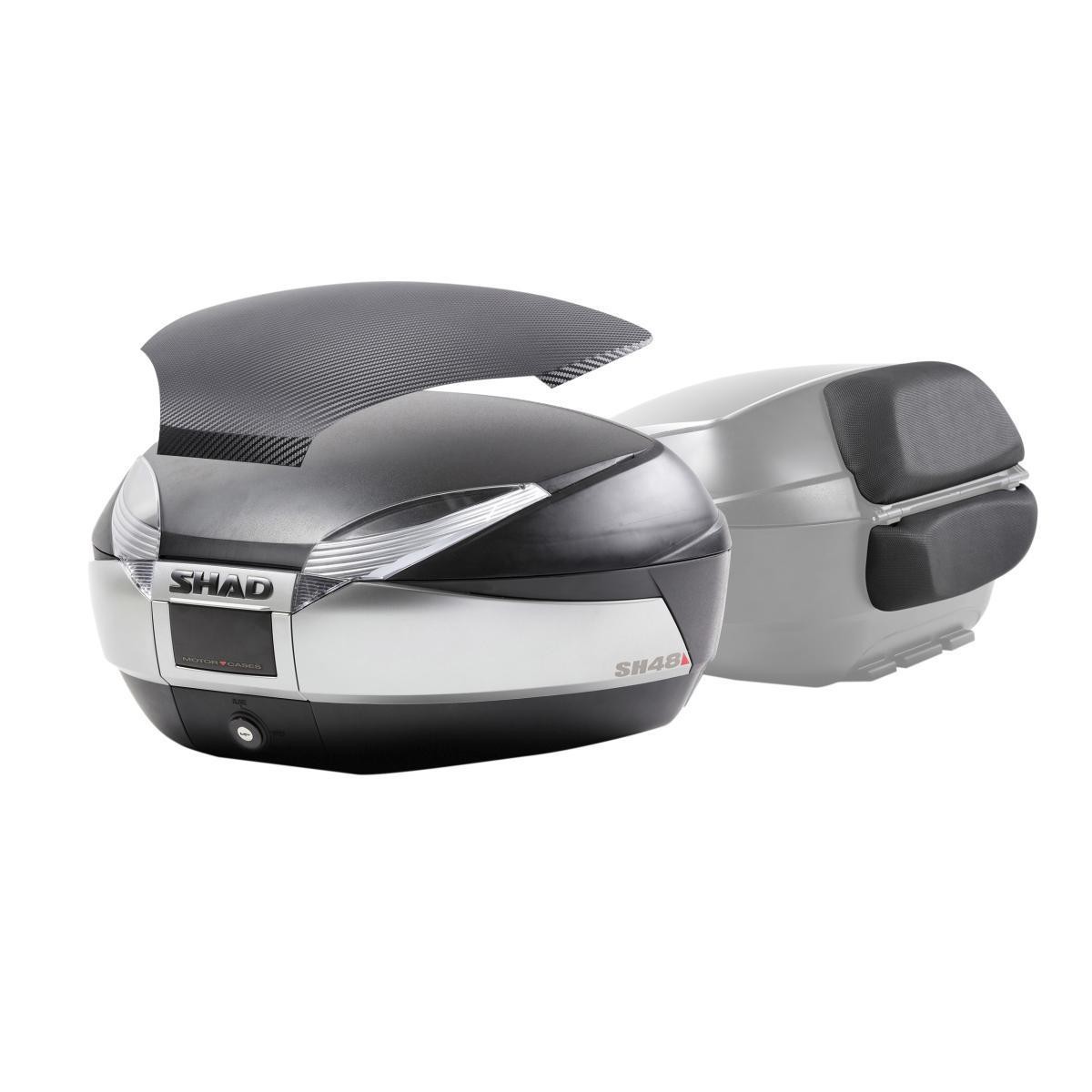 Top case SHAD SH48 Titanium 48L avec platine et double dossier pour moto