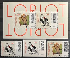 BRD 2023 Loriot-Block 92 + Einzelmarken Nr.3794, 3795, 3800, postfr.