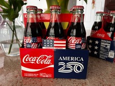 Coca-Cola USA 250th Anniversary Commemorative 8 oz Glass Bottle 6-Pack Sealed