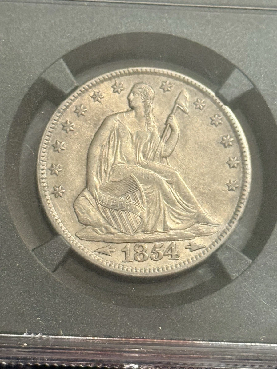 1854 Year Silver Seated Liberty US Half Dollars (1839-1891) for