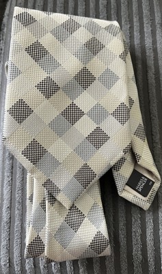 Marks and Spencer Herrenkrawatte 100 % Seide beige neutral gemustert 3,75 Zoll breit 59 Zoll lang