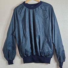 Vintage BIKE Navy Blue Nylon Windshirt Pullover XL Made in USA 4590 Crew Neck