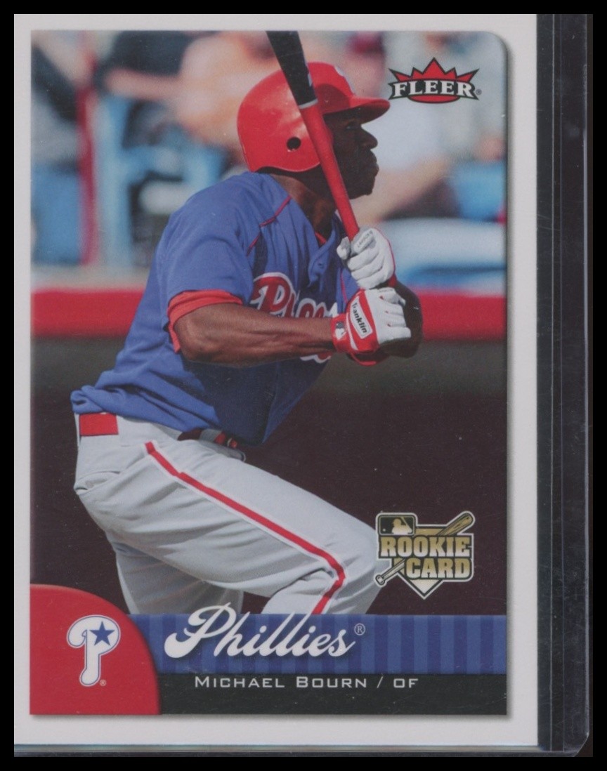 2007 Fleer #353a Michael Bourn Blue star in the center of the "P" team logo