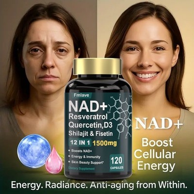 NAD+ Supplement 1500mg with Resveratrol | Cellular Health & Energy | 120 Capsule