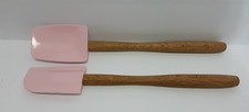 Williams-Sonoma Pink Silicone Spatula Set of 2 with Wooden Handles Reusable