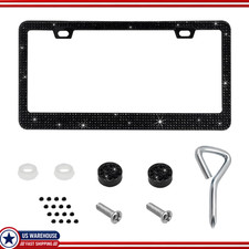 Black Sparkly Rhinestone License Plate Frame Stainless Steel Crystacolor Black Black Sparkly Rhinestone License Plate Frame Stainless Steel Crystacolor Black