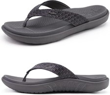 KuaiLu Womens Flip Flops Ladies Yoga Mat Comfortable Walking Thong 8 UK, Grey 