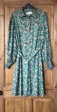 Next x Morris 'Arbutus' green floral belted shirt dress 8