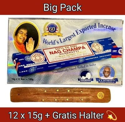 180g NAG CHAMPA Räucherstäbchen BLAU Sai Baba AGARBATHI 12 x 15g Räucherwerk