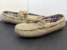 LL Bean Women's Suede Leather Slippers Plaid Lining Womens Size 10 Medium 301095