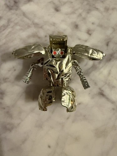 Vintage 1994 Galoob Z-Bots Chrome Robot Transforming Cube Figure Silver Toy