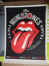 Lithograph Rolling Stones 50 Years Shepard Fairy Signed Numbered Genuine